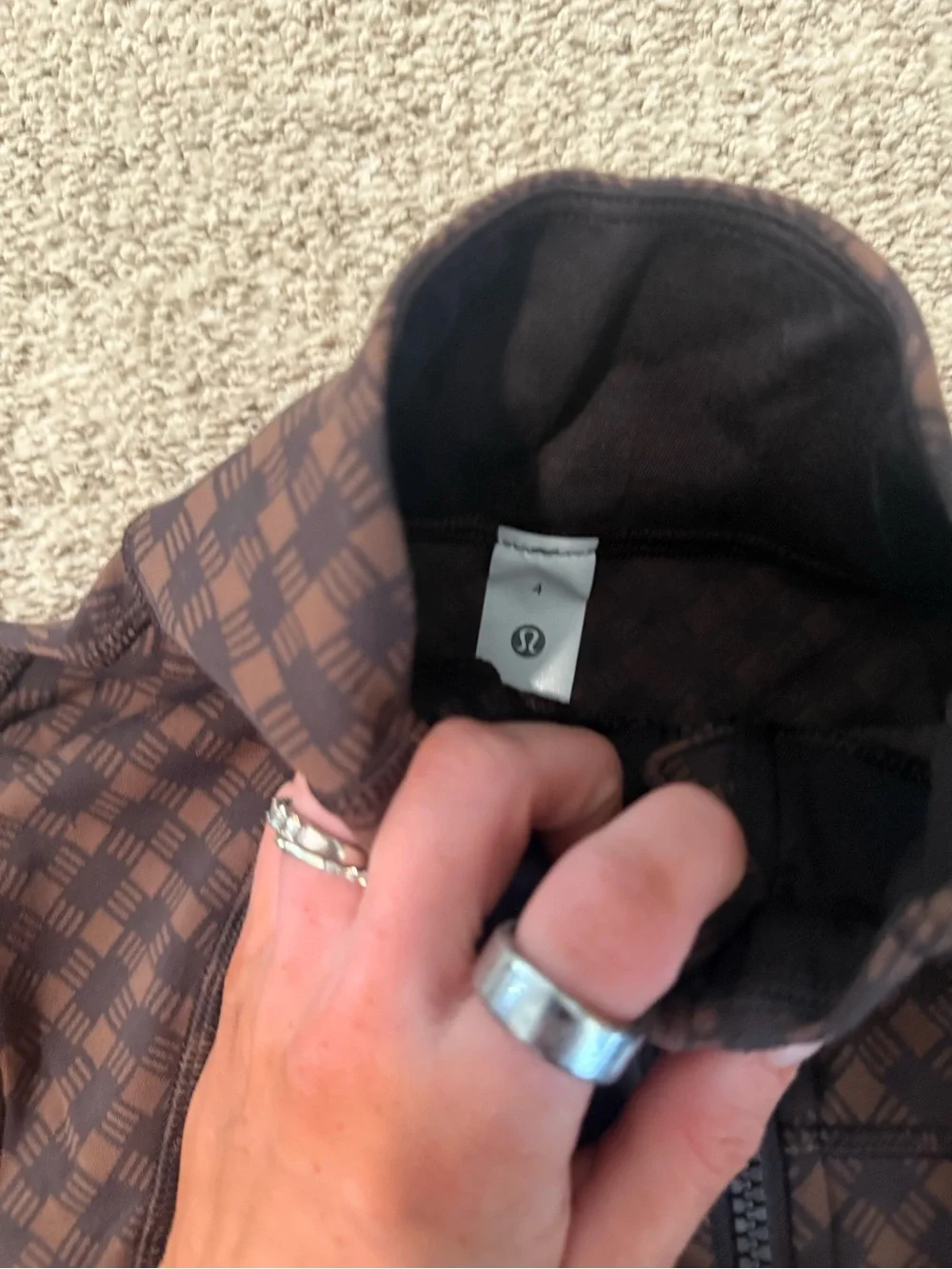 Brown plaid lulu lemon size 4 coat size 2 legging